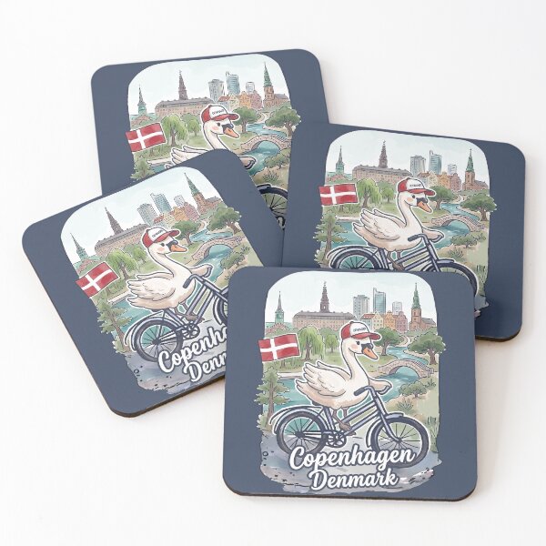 Item preview, Copenhagen Denmark Bicycling Swan Cute Cyclist Skyline  designed and sold by HowToCanadian.
