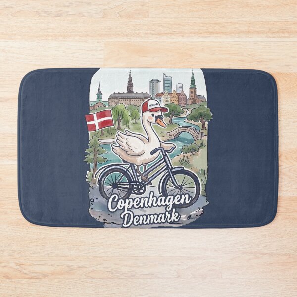 Item preview, Copenhagen Denmark Bicycling Swan Cute Cyclist Skyline  designed and sold by HowToCanadian.