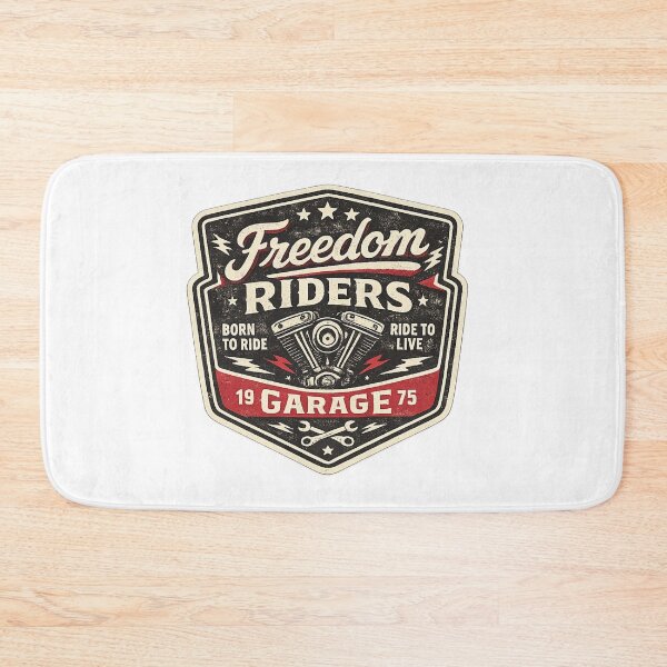 Item preview, Freedom Riders Garage – Vintage Biker Badge Motorcycle Retro T-Shirt Design designed and sold by RelateAndTee.