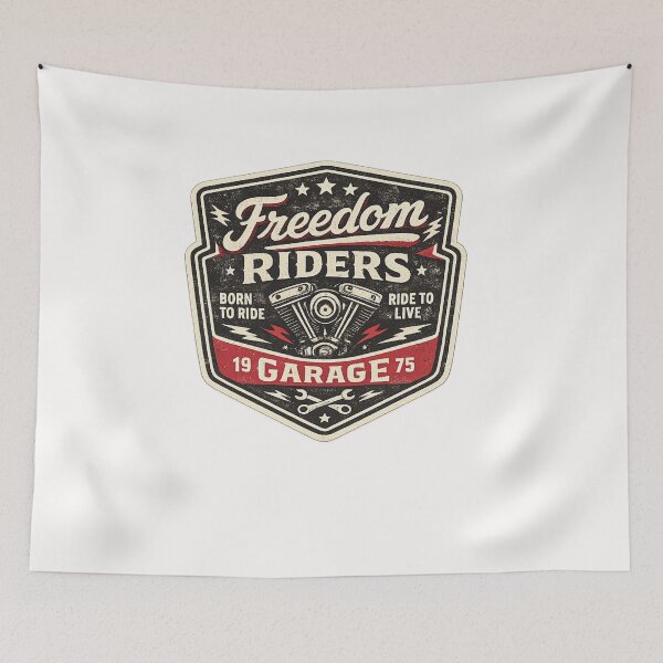 Item preview, Freedom Riders Garage – Vintage Biker Badge Motorcycle Retro T-Shirt Design designed and sold by RelateAndTee.