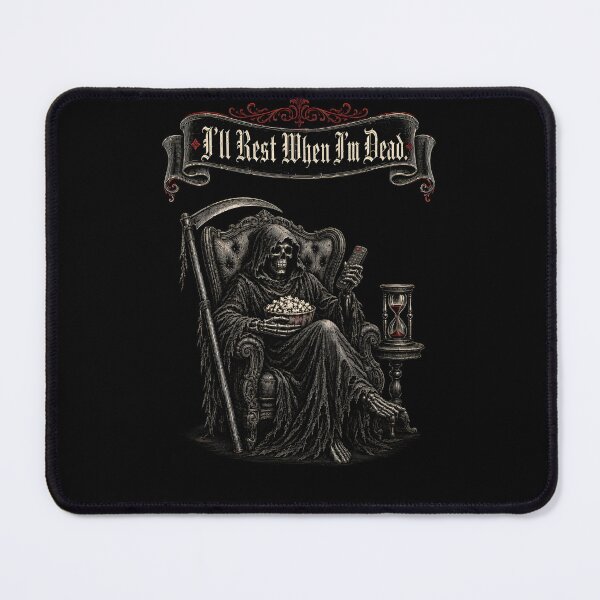 Item preview, Grim Reaper I'll Rest When I'm Dead Funny Gothic T-Shirt | Dark Humor Skeleton Watching TV Vintage Engraving designed and sold by Martin's_Design.