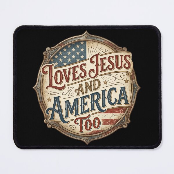 Item preview, Loves Jesus And America Too Inspirational Christian Patriotic Quote Gift For Faith And Freedom Families designed and sold by Im-Ara.