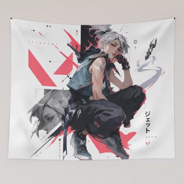 Item preview, Valorant Jett Anime Gaming Art | Stylish White Hair Esports Character Illustration designed and sold by NBT-NOVA.