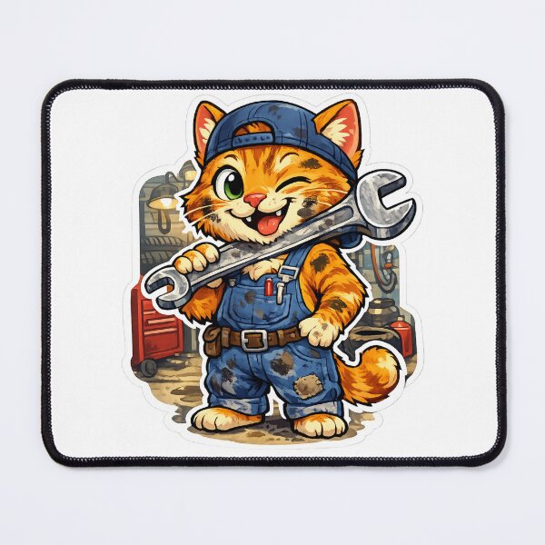 Item preview, Cute Winking Cat Mechanic Wrench Die-Cut Sticker designed and sold by ZYNORAworld.
