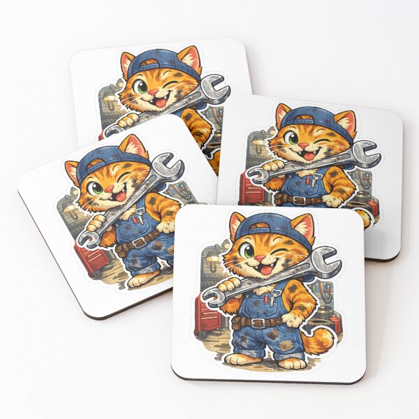 Item preview, Cute Winking Cat Mechanic Wrench Die-Cut Sticker designed and sold by ZYNORAworld.