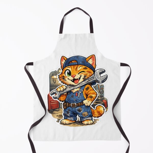 Item preview, Cute Winking Cat Mechanic Wrench Die-Cut Sticker designed and sold by ZYNORAworld.