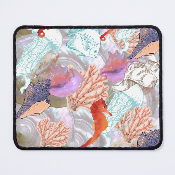 Item preview,  Iridescent Seahorse & Seashell Coastal Fantasy Pattern designed and sold by Extremeallie.