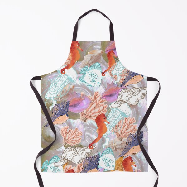 Item preview, Iridescent Seahorse & Seashell Coastal Fantasy Pattern designed and sold by Extremeallie.
