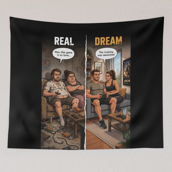 Item preview, Reality vs. Dream – Gamer Transformation | Level Up Your Life designed and sold by Gletschie.