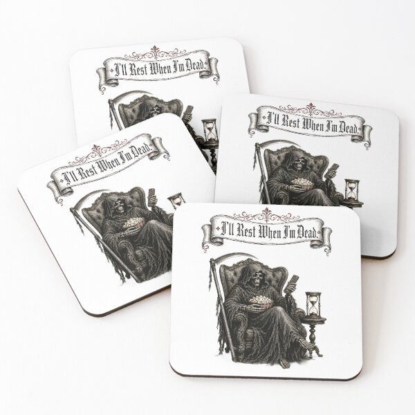 Item preview, Grim Reaper Vintage Illustration Funny Workaholic Art Print | I'll Rest When I'm Dead Antique Engraving Poster designed and sold by Martin's_Design.