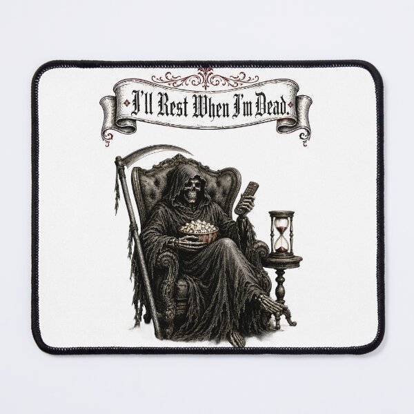 Item preview, Grim Reaper Vintage Illustration Funny Workaholic Art Print | I'll Rest When I'm Dead Antique Engraving Poster designed and sold by Martin's_Design.