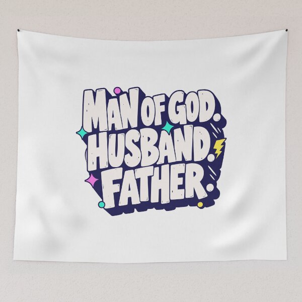 Item preview, Man of God Husband Father Christian Fathers Day Retro Faith Dad Design designed and sold by HahaHandlesHub.