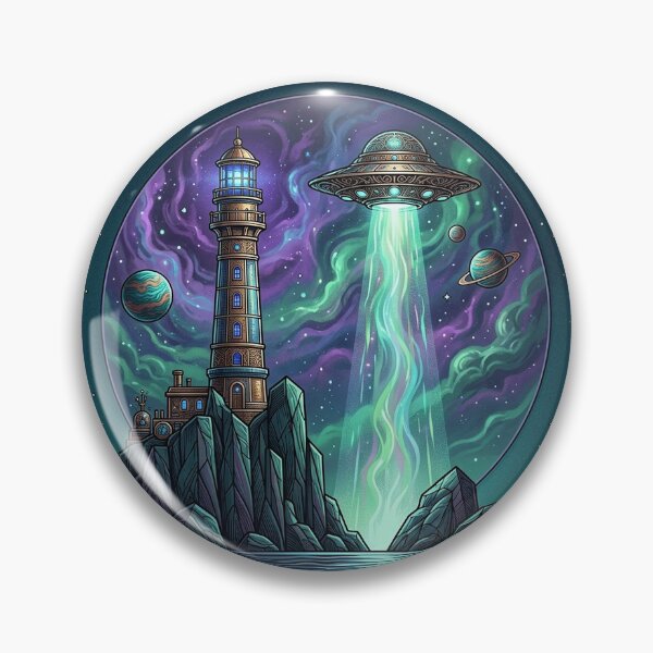 Item preview, Cosmic Lighthouse – UFO Surreal Fantasy Design designed and sold by Dogandesighn.