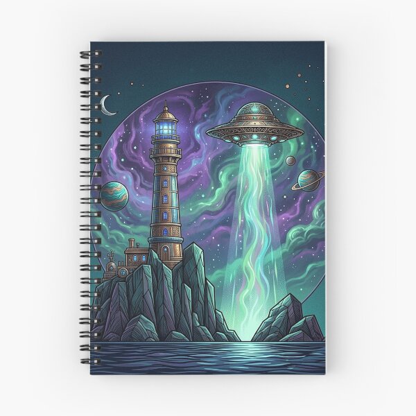 Item preview, Cosmic Lighthouse – UFO Surreal Fantasy Design designed and sold by Dogandesighn.