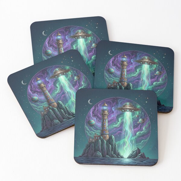 Item preview, Cosmic Lighthouse – UFO Surreal Fantasy Design designed and sold by Dogandesighn.
