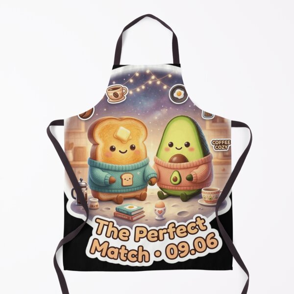 Item preview, The Perfect Match – Cute Avocado & Toast Couple Cozy Breakfast Illustration designed and sold by MartBook.