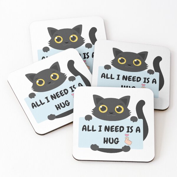 Item preview, All I Need Is A Hug Cute Black Cat designed and sold by SoftAuraStudi0.