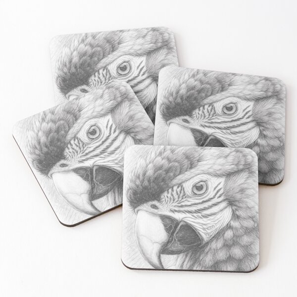 Item preview, Elegant Parrot Black and White Pencil Sketch | Realistic Bird Portrait Art Print designed and sold by Leon Woods Pencil Art.
