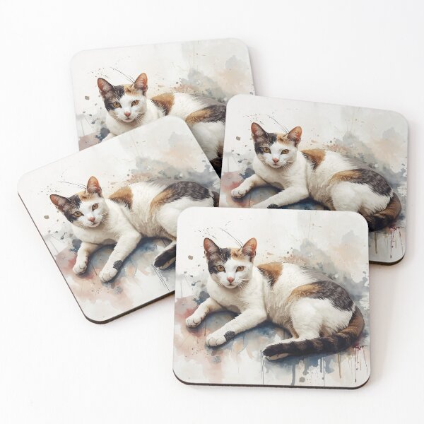 Item preview, Charming Calico Cat Watercolor Art Print designed and sold by Paolo-Bandal.