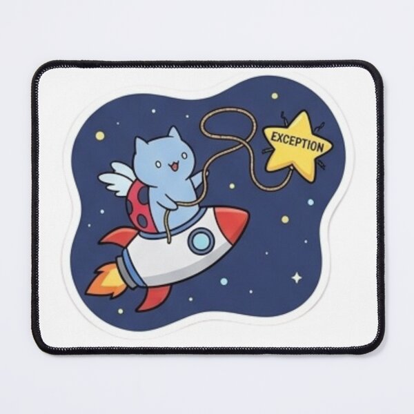 Item preview, Funny Programmer Gift Exception Caught Cat Rocket Space  Kawaii Try Catch Developer Humor Shirt Coder Gift designed and sold by Dev Mode.