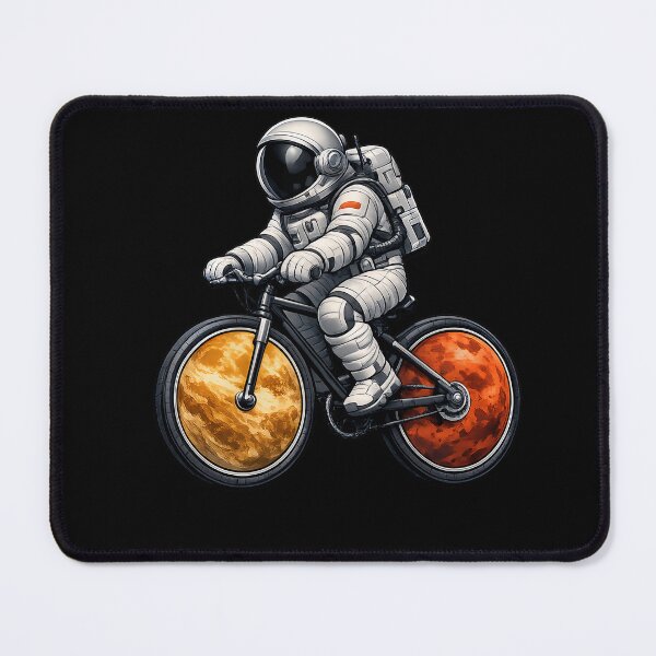 Item preview, Astronaut Riding Space Bicycle with Venus and Mars Wheels designed and sold by builtforyou.