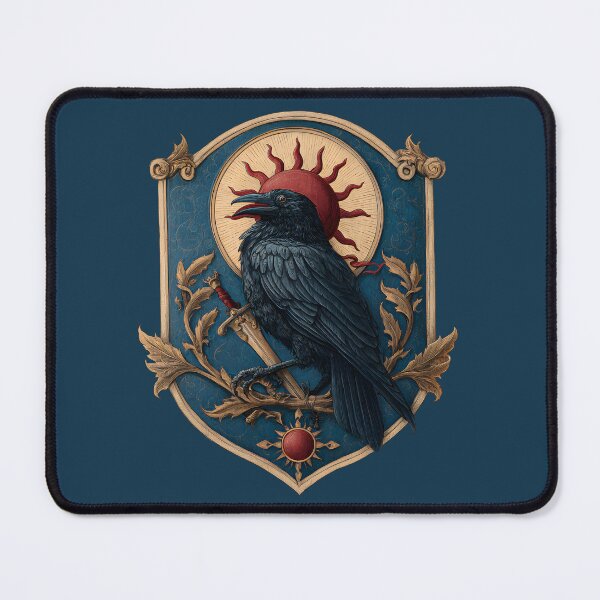 Item preview, Medieval Sun Sword Black Ancient Raven Glod Blue Emblem designed and sold by GrinGalore.