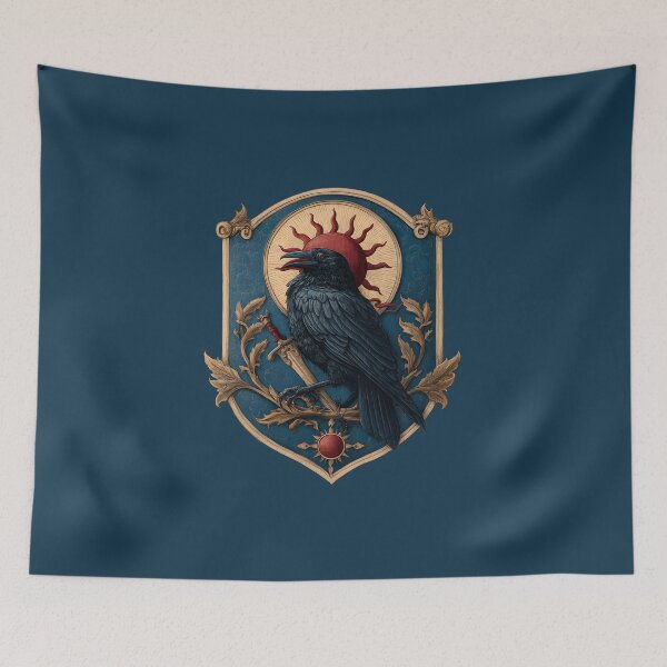 Item preview, Medieval Sun Sword Black Ancient Raven Glod Blue Emblem designed and sold by GrinGalore.