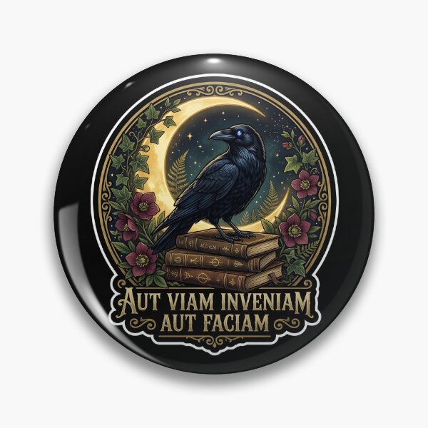 Item preview, Mystical Raven Vintage Botanical Dark Academia Aut Viam Inveniam designed and sold by Novastitchshop.