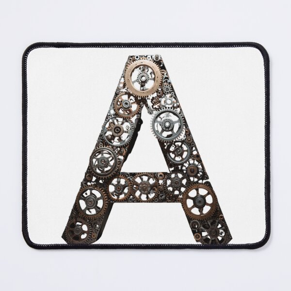 Item preview, A Letter Gear Design | Industrial Alphabet Art | Mechanical Monogram Graphic designed and sold by Baby Adee Collective.