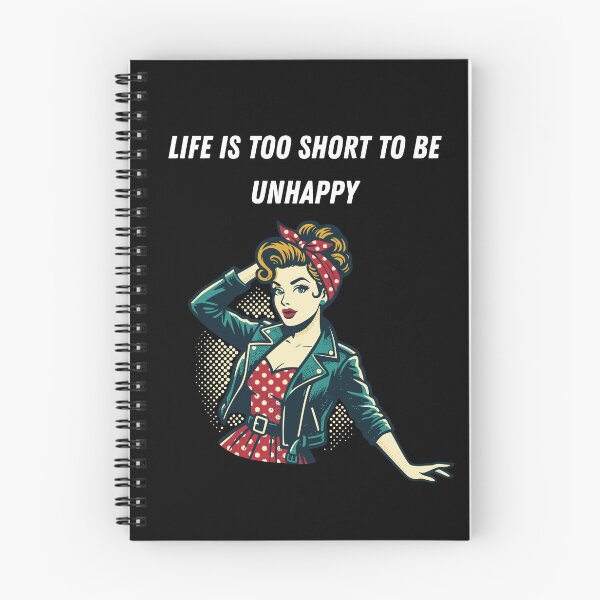 Item preview, Life Is Too Short To Be Unhappy – Vintage Pin-Up Inspirational Design  designed and sold by MargaretaArt.