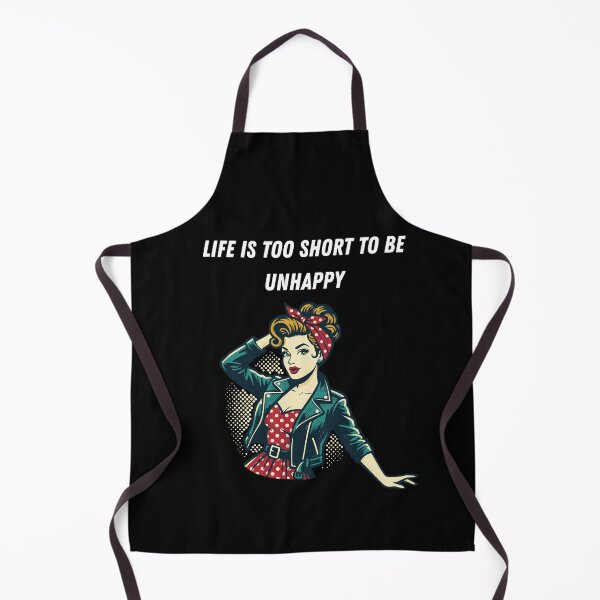 Item preview, Life Is Too Short To Be Unhappy – Vintage Pin-Up Inspirational Design designed and sold by MargaretaArt.