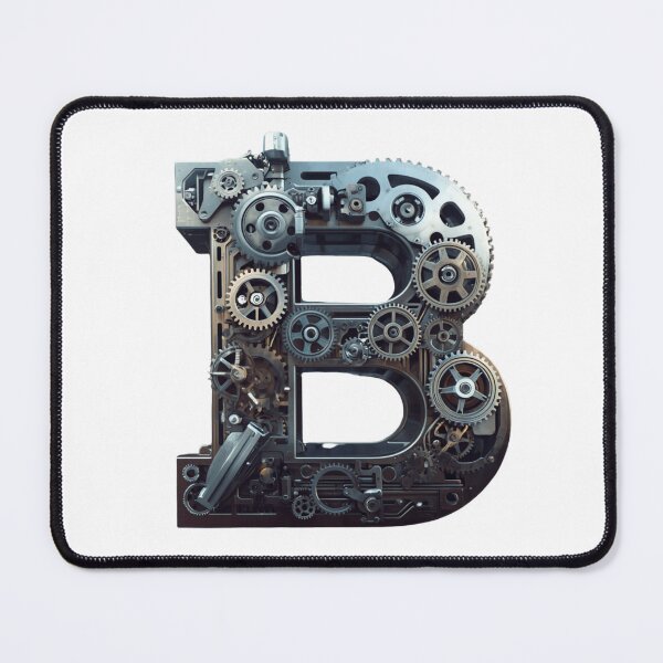 Item preview, B Letter Gear Design | Mechanical Alphabet Artwork | Engineering Monogram designed and sold by Baby Adee Collective.