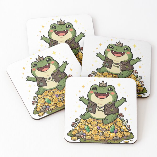 Item preview, Cute Frog King Sitting on Gold Coins – Whimsical Fantasy Sticker designed and sold by asadstudio88.