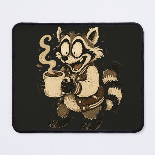 Item preview, Over-Caffeinated Trash Panda! Vintage 1930s Rubber Hose Raccoon Mascot designed and sold by Neuro Muse Studio.