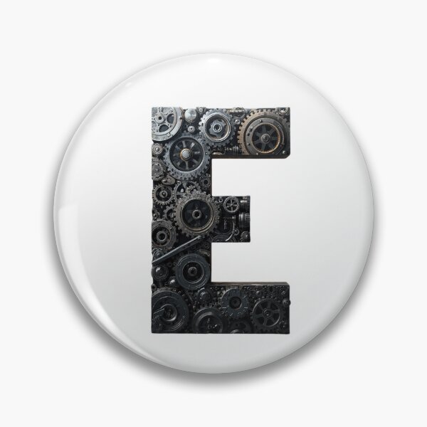 Item preview, E Letter Gear Design | Engineering Monogram Art | Industrial Alphabet Graphic designed and sold by Baby Adee Collective.