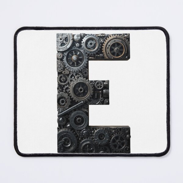 Item preview, E Letter Gear Design | Engineering Monogram Art | Industrial Alphabet Graphic designed and sold by Baby Adee Collective.