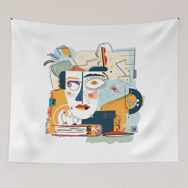 Item preview, Neo Cubist Abstract Portrait Face Surreal Avant Garde Art Print designed and sold by DesignArtist.ia.