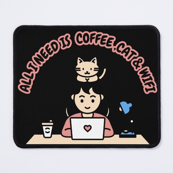 Item preview, All I Need Is Coffee Cat and WiFi designed and sold by SoftAuraStudi0.