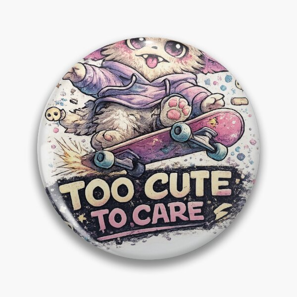 Item preview, Too Cute To Care – Kawaii Skateboarding Monster Sticker designed and sold by Wander Pop Studio.