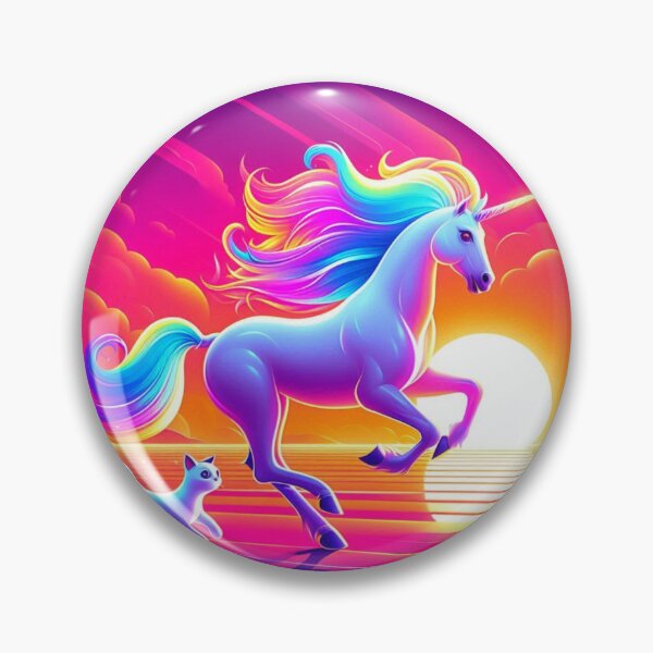 Item preview, Unicorn and Cat – Dreamlike Neon Fantasy Art designed and sold by Dogandesighn.