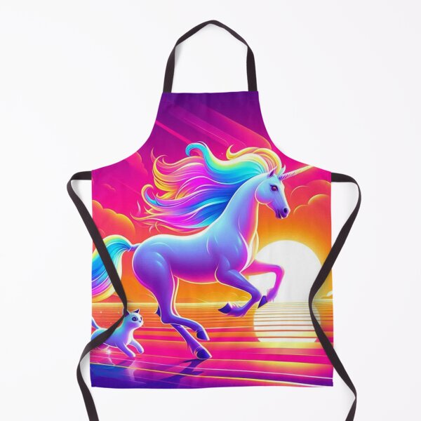 Item preview, Unicorn and Cat – Dreamlike Neon Fantasy Art designed and sold by Dogandesighn.