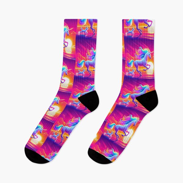 Item preview, Unicorn and Cat – Dreamlike Neon Fantasy Art designed and sold by Dogandesighn.