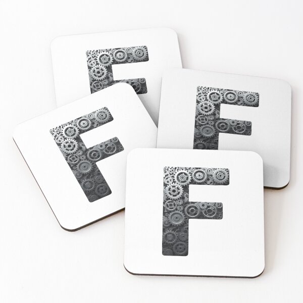 Item preview, F Letter Gear Design | Mechanical Alphabet Art | Industrial Engineering Monogram designed and sold by Baby Adee Collective.