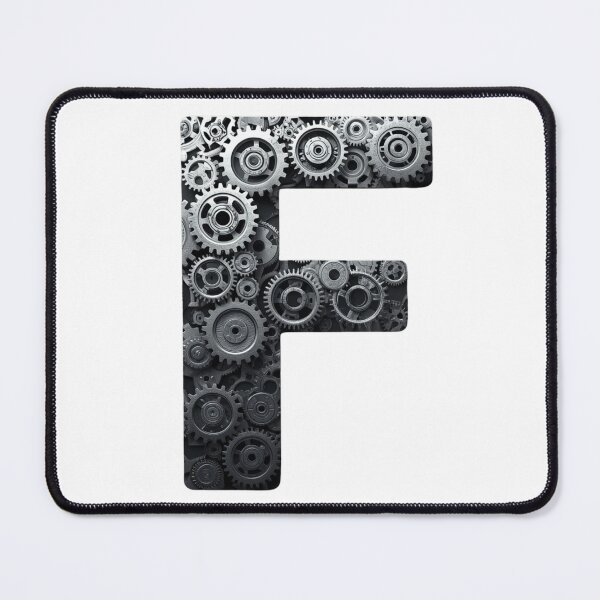 Item preview, F Letter Gear Design | Mechanical Alphabet Art | Industrial Engineering Monogram designed and sold by Baby Adee Collective.