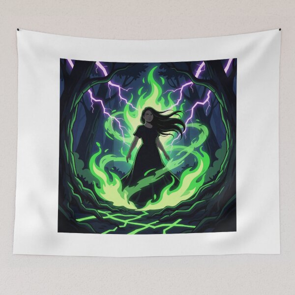 Item preview, Mystic Woman in Thunder Forest Neon Art designed and sold by DervoTeck2767.