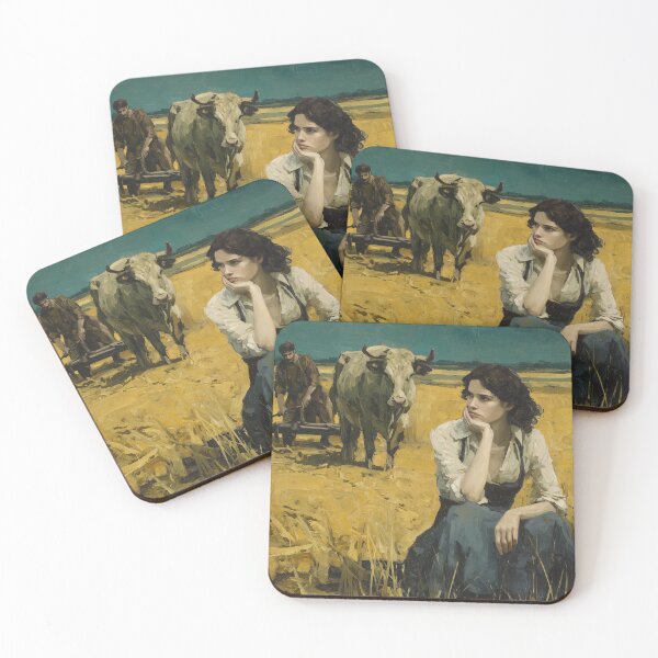 Item preview, Melancholic Vintage Oil Painting Woman in Wheat Field Art designed and sold by MiratiZema.