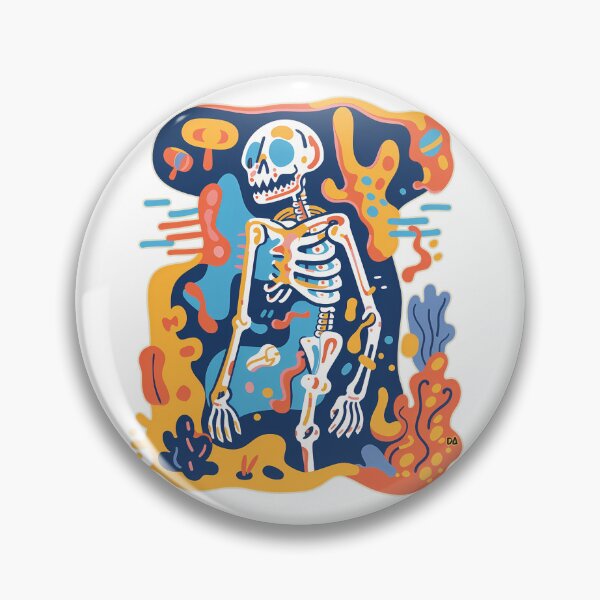 Item preview, Psychedelic Abstract Skeleton Graphic Retro Melting Ghostly Fluid Art Print designed and sold by DesignArtist.ia.