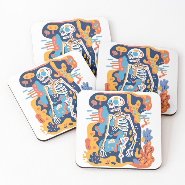 Item preview, Psychedelic Abstract Skeleton Graphic Retro Melting Ghostly Fluid Art Print designed and sold by DesignArtist.ia.