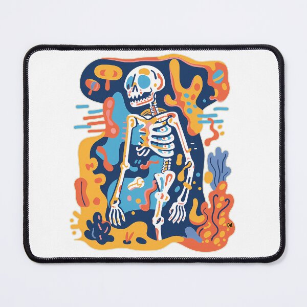 Item preview, Psychedelic Abstract Skeleton Graphic Retro Melting Ghostly Fluid Art Print designed and sold by DesignArtist.ia.