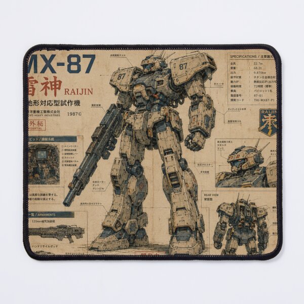 Item preview, MX-87 “RAIJIN” Tactical Mech Blueprint Poster designed and sold by WrenAndCipher.